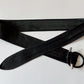 1980s Vintage Absract Buckle Black Leather Belt