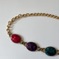 1990s Vintage Chunky Gold Tone Colorful Chain Belt