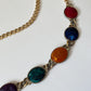 1990s Vintage Chunky Gold Tone Colorful Chain Belt