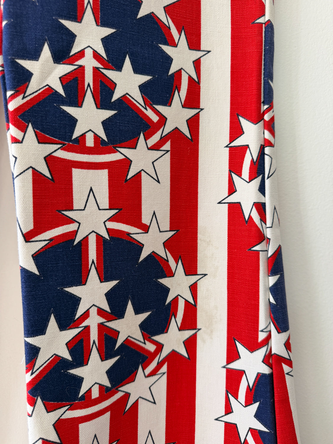 1970s Vintage Peace Sign Protest Stars and Stripes Flare Bellbottom Jeans