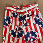 1970s Vintage Peace Sign Protest Stars and Stripes Flare Bellbottom Jeans