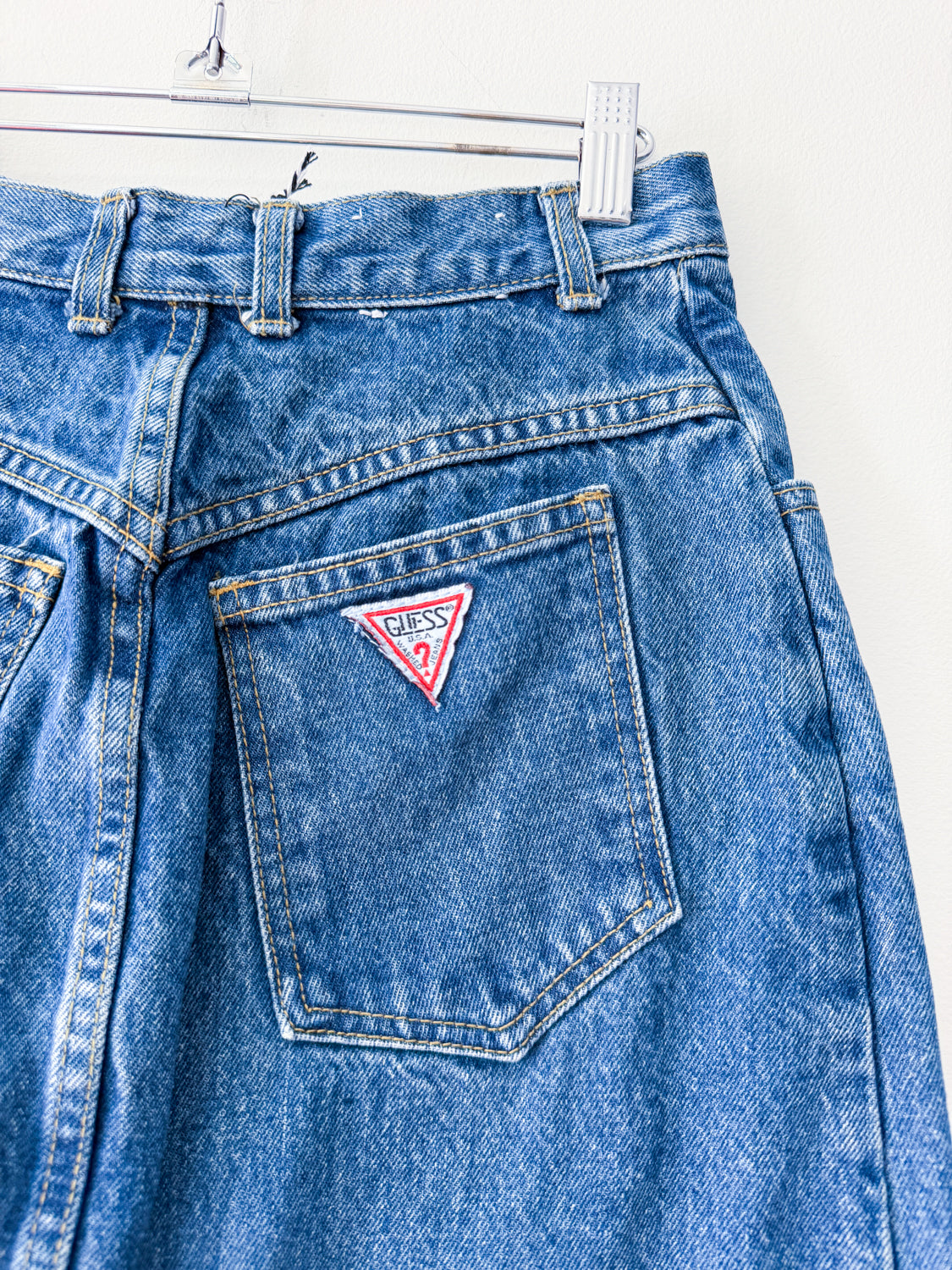1990s Vintage Georges Marciano for Guess Denim Medium Wash Jean Skirt