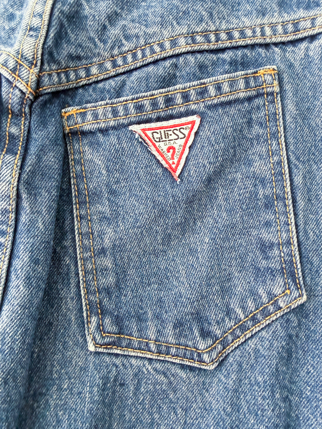 1990s Vintage Georges Marciano for Guess Denim Medium Wash Jean Skirt