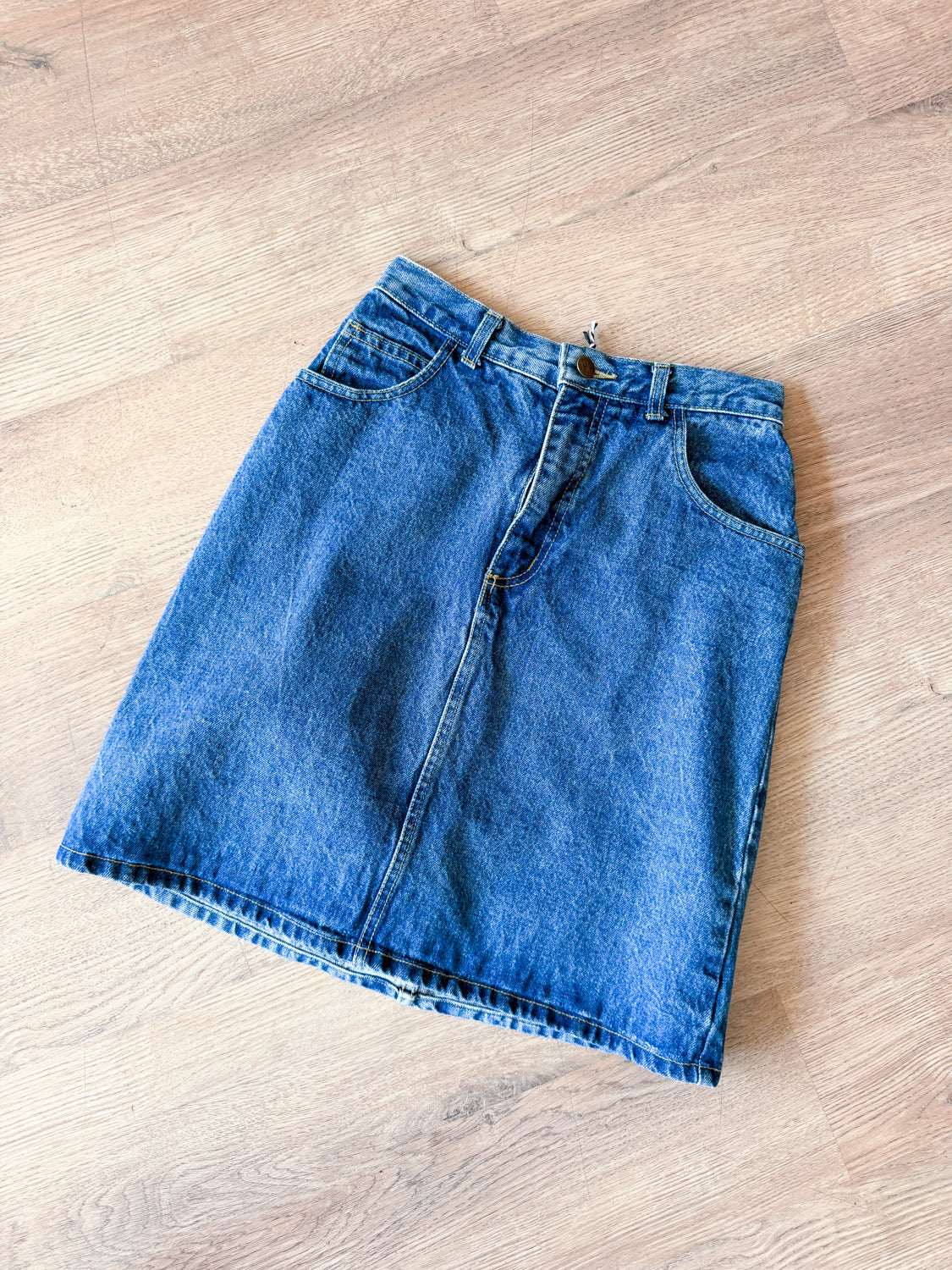 1990s Vintage Georges Marciano for Guess Denim Medium Wash Jean Skirt