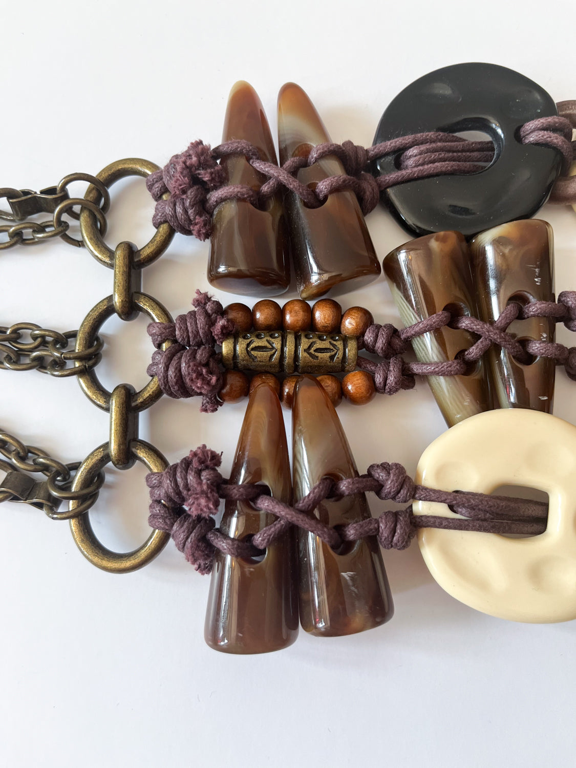 1990s Vintage Bronze Tone Bohemian Beaded Statement Belt