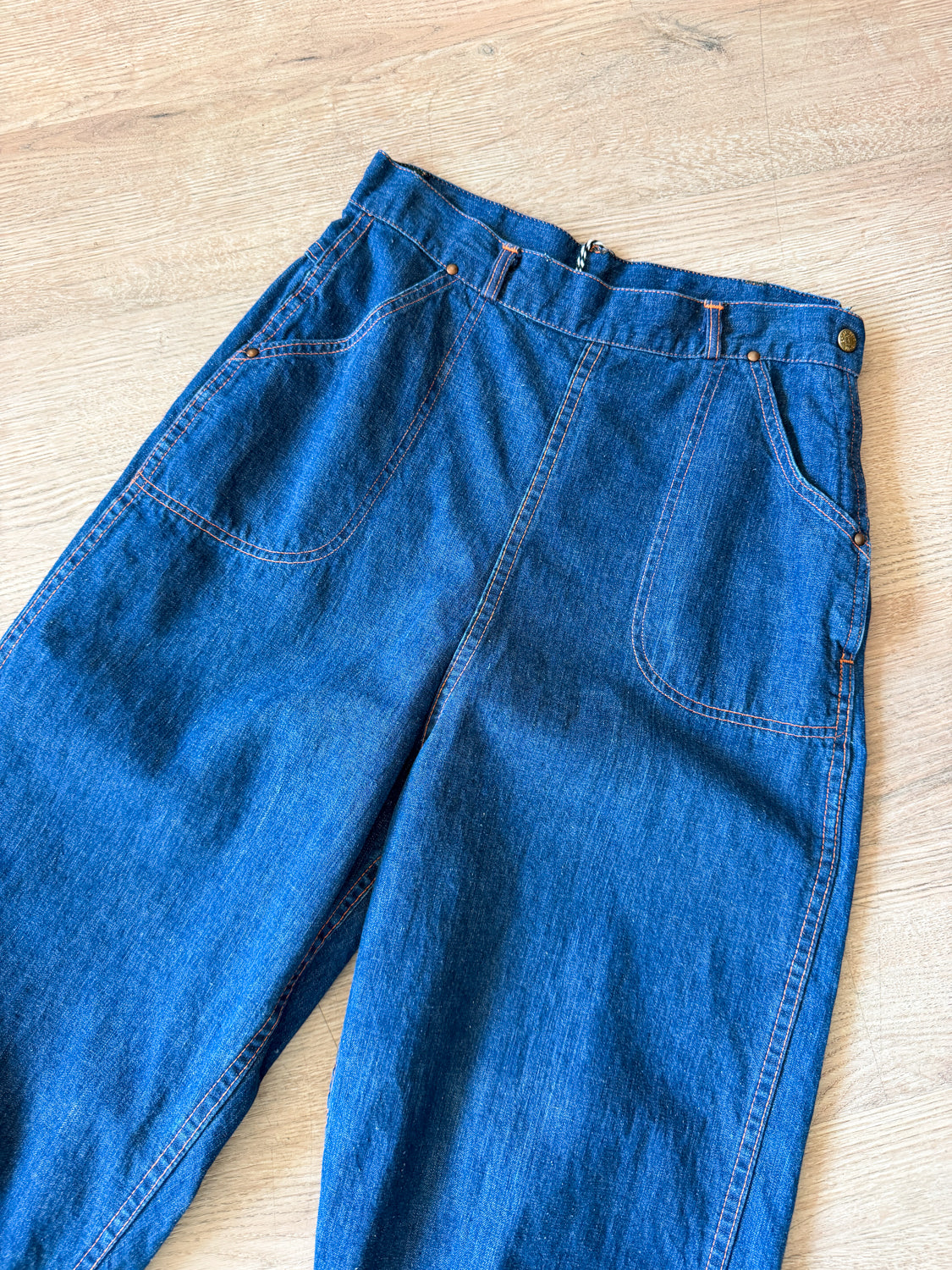 1950s Vintage Side Zip Medium Wash "Universal Chicago Stone Cutter" Jeans - 29" Waist