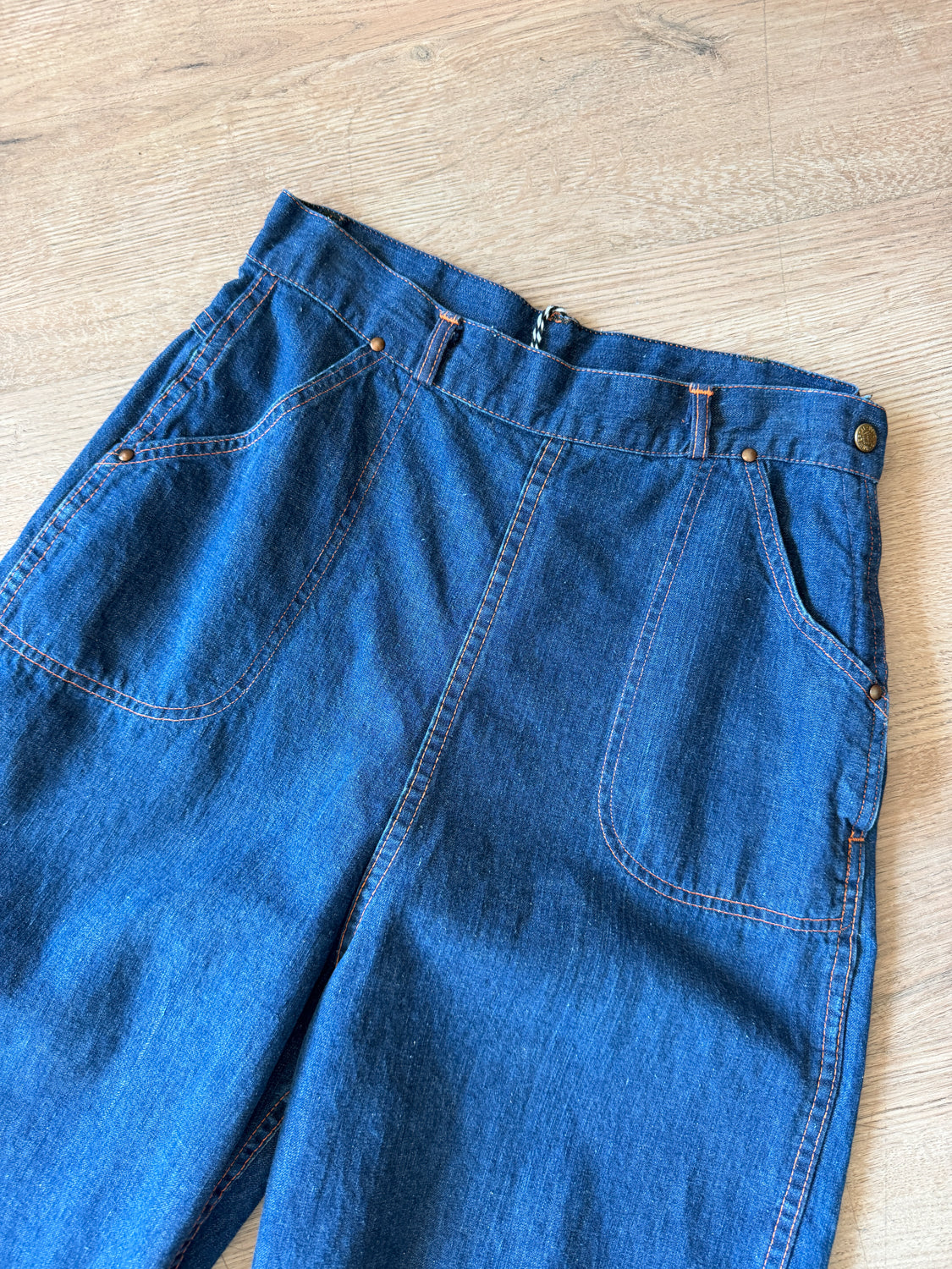 1950s Vintage Side Zip Medium Wash "Universal Chicago Stone Cutter" Jeans - 29" Waist