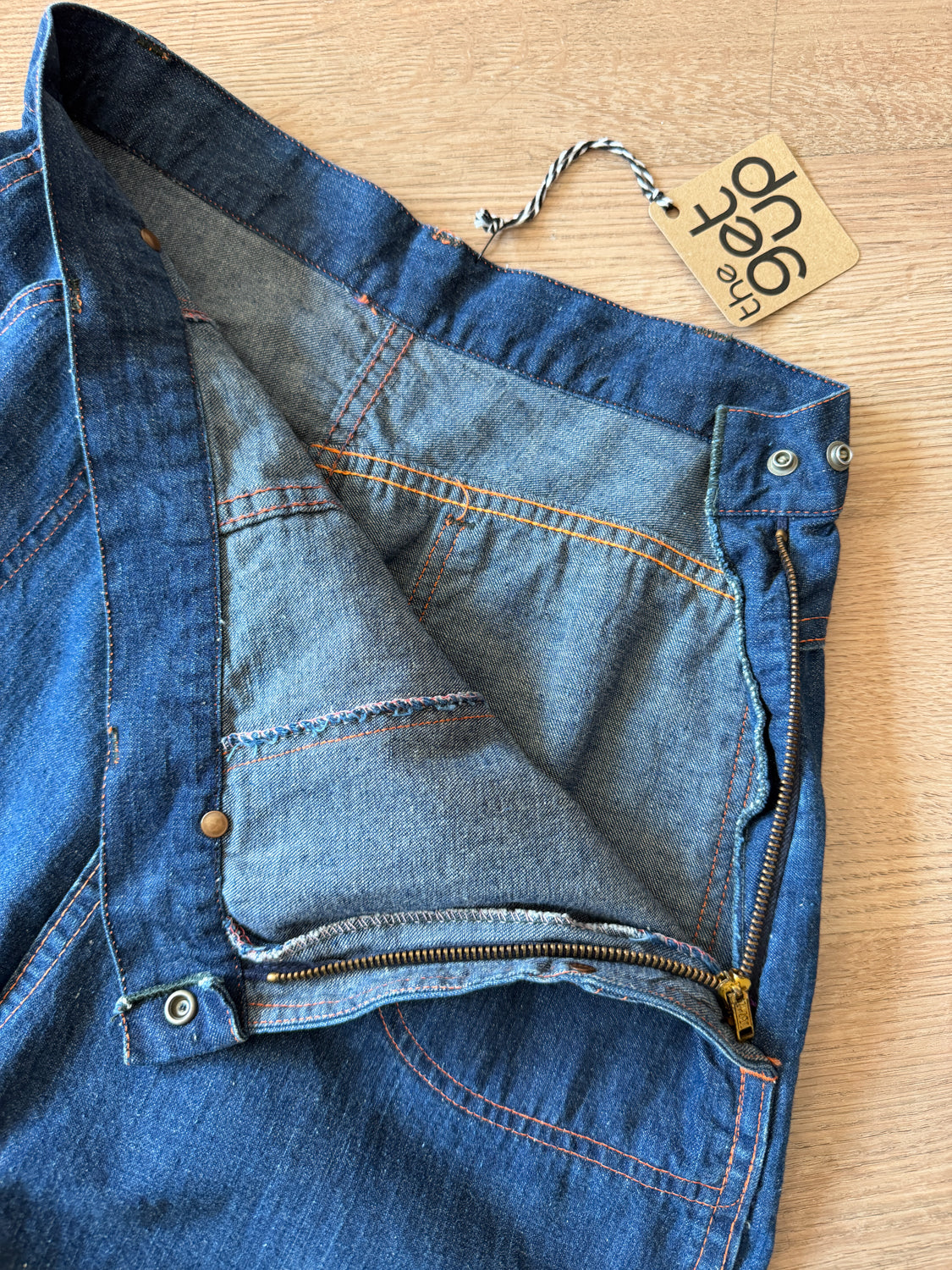 1950s Vintage Side Zip Medium Wash "Universal Chicago Stone Cutter" Jeans - 29" Waist