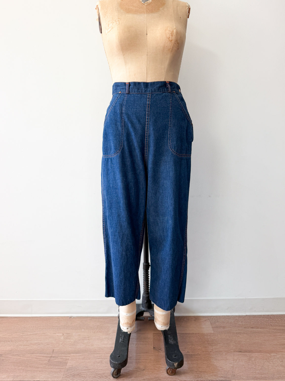 1950s Vintage Side Zip Medium Wash "Universal Chicago Stone Cutter" Jeans - 29" Waist