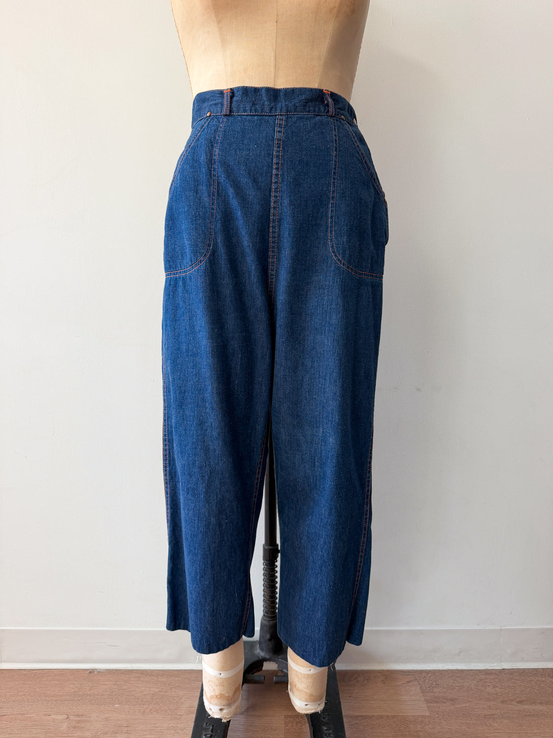 1950s Vintage Side Zip Medium Wash "Universal Chicago Stone Cutter" Jeans - 29" Waist