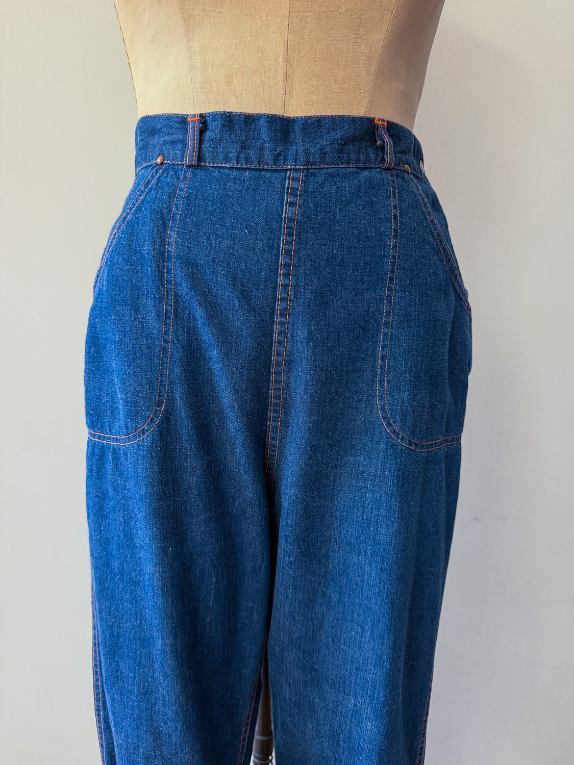 1950s Vintage Side Zip Medium Wash "Universal Chicago Stone Cutter" Jeans - 29" Waist