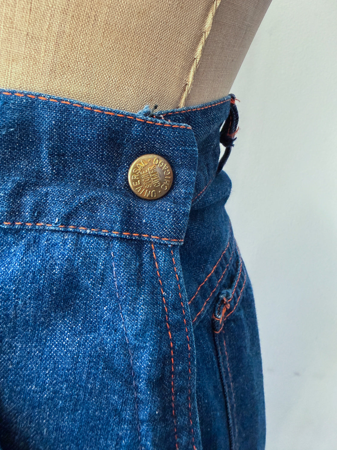 1950s Vintage Side Zip Medium Wash "Universal Chicago Stone Cutter" Jeans - 29" Waist