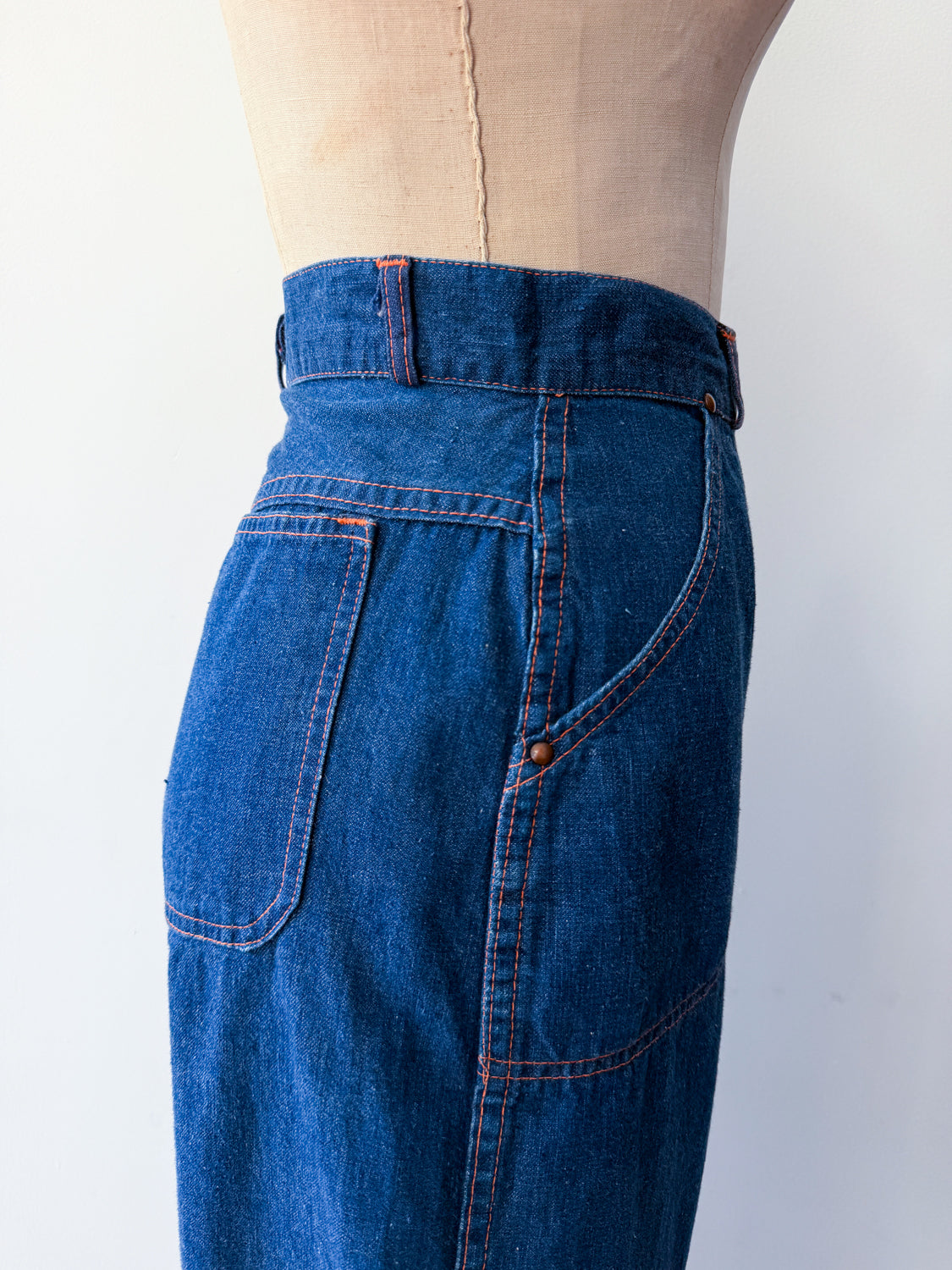 1950s Vintage Side Zip Medium Wash "Universal Chicago Stone Cutter" Jeans - 29" Waist