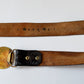 1970s Vintage USA Made Brass Cowboy Western Scene Leather Belt by Oden