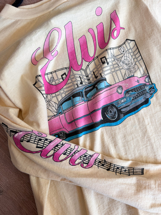 1980s Vintage Elvis Presley Pink Cadillac Long Sleeve Tee