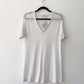 1990s Vintage USA Made Thrashed and Super Thin White Cotton V-Neck Tee Shirt