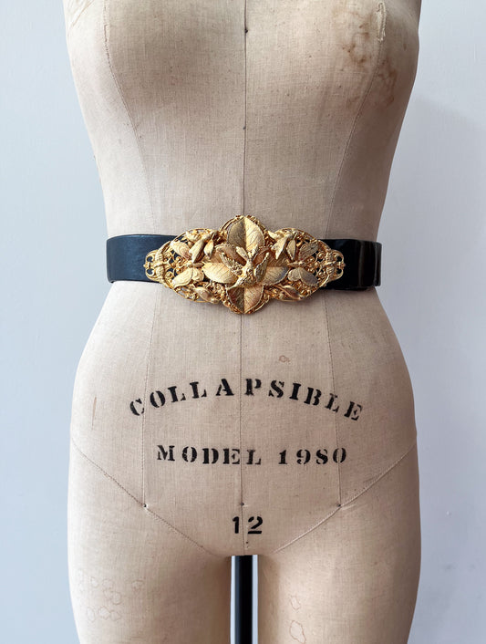 1970s - 1980s Vintage All The Birds and Butterflies Leather Belt