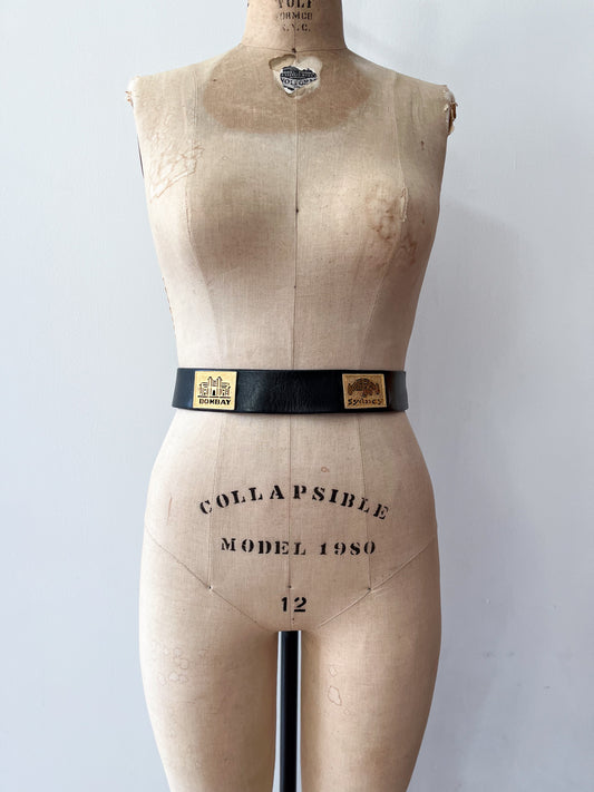 1950s Vintage Saks 5th Avenue World Traveler Cities Leather Belt