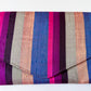 1980s Vintage Colorful Raw Silk Striped Snap Purse Clutch
