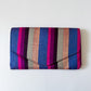 1980s Vintage Colorful Raw Silk Striped Snap Purse Clutch