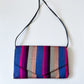 1980s Vintage Colorful Raw Silk Striped Snap Purse Clutch