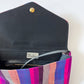 1980s Vintage Colorful Raw Silk Striped Snap Purse Clutch