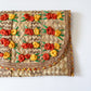 1970s Vintage Floral Woven Raffia Clutch Purse