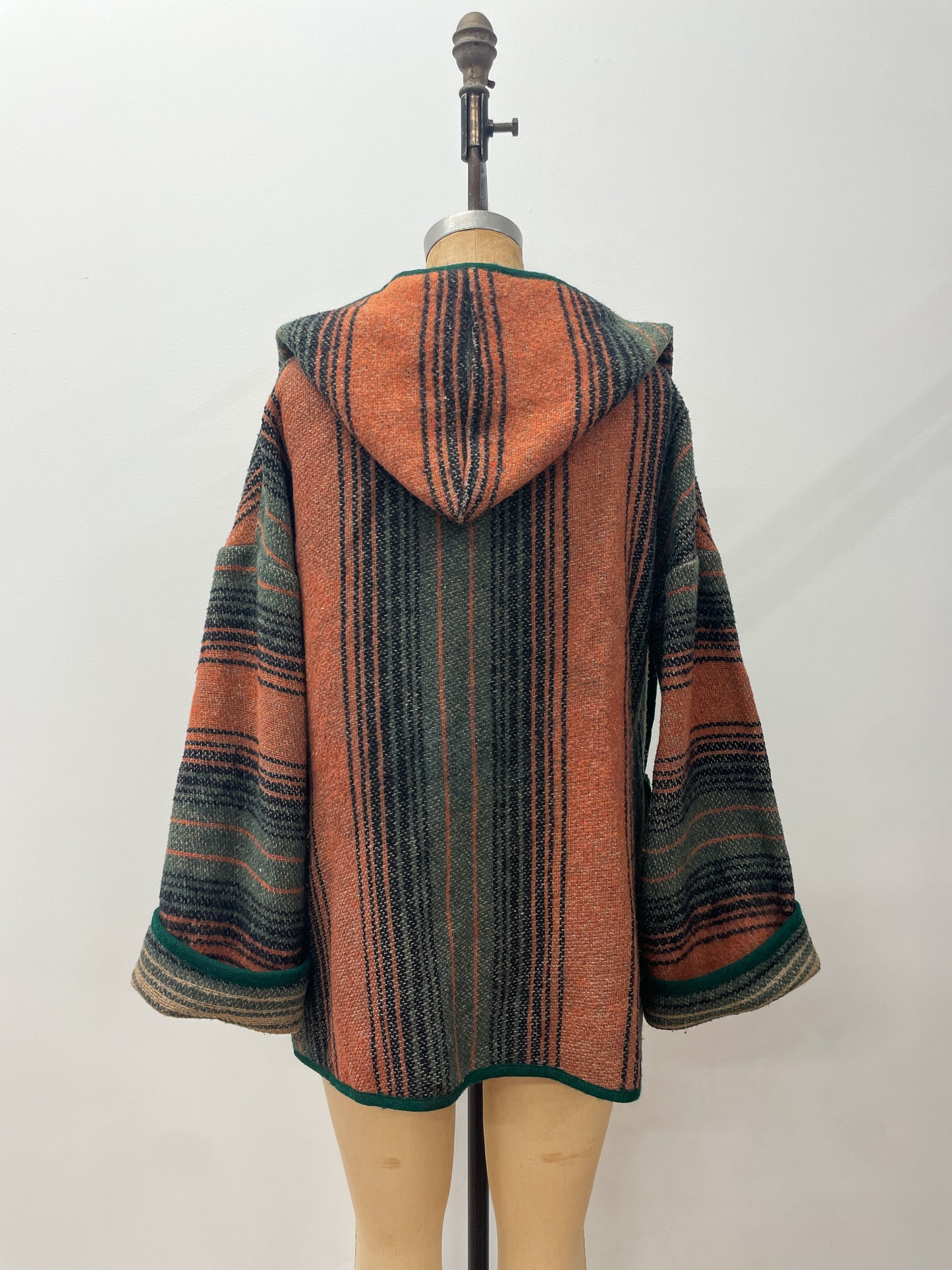 1970s Vintage Striped Woven Light Jacket with Hood
