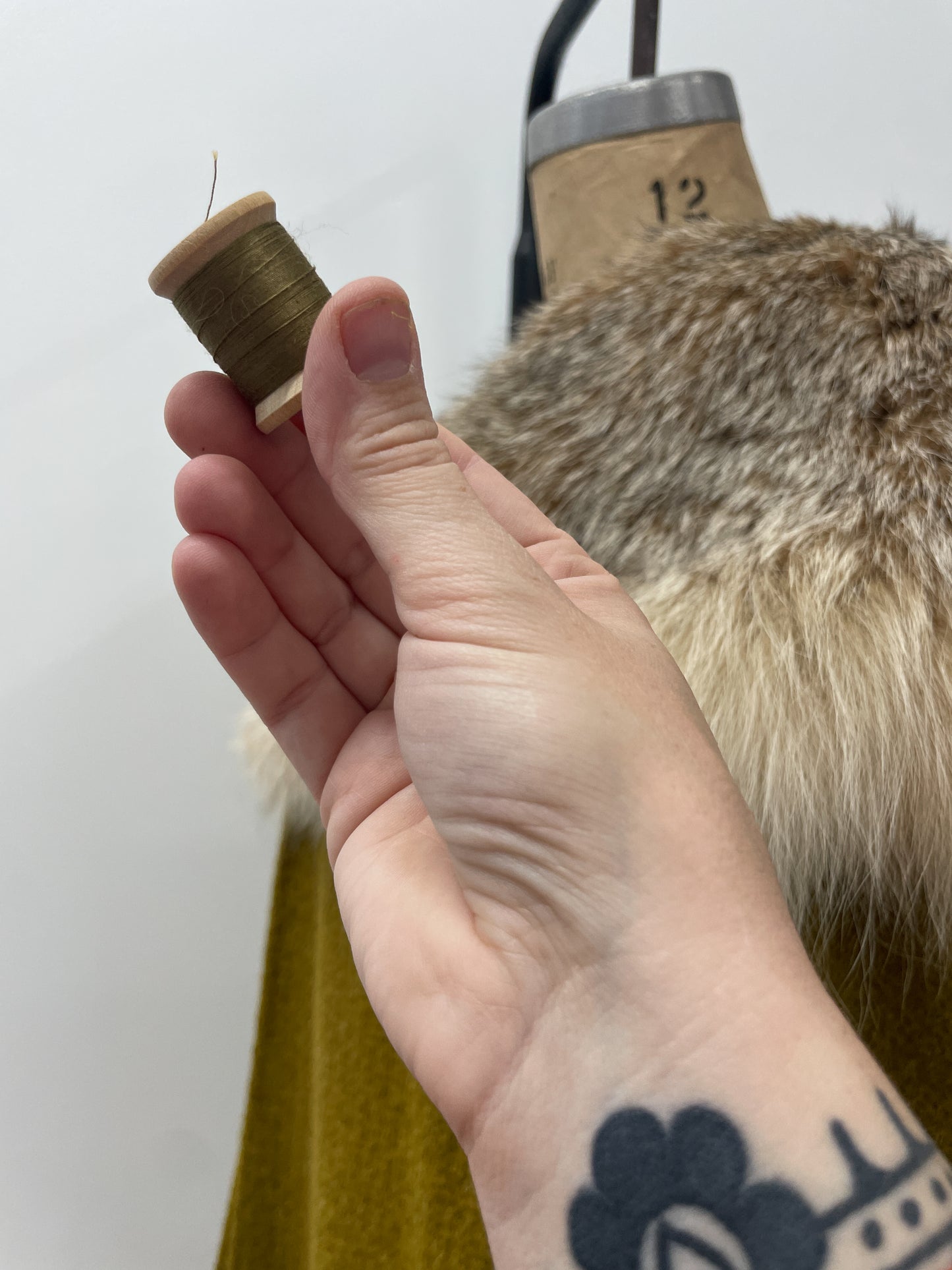 1950s Vintage Stunning Chartreuse Wool & Silk Lined Fox Fur Trim Swing Coat