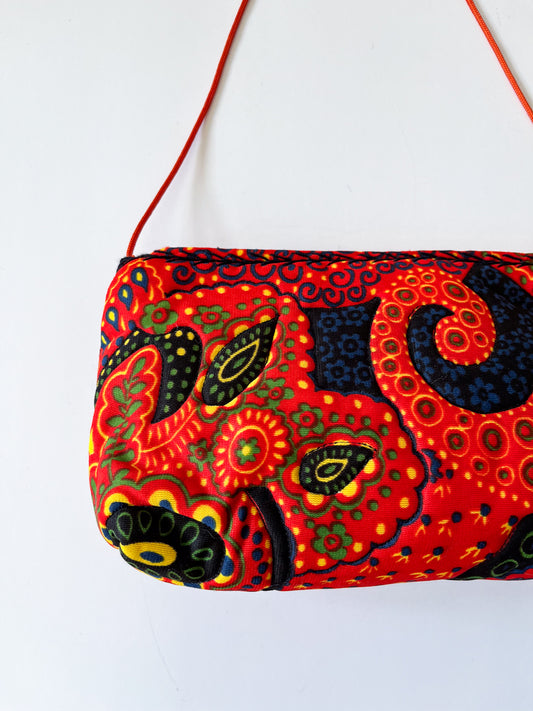 1970s Vintage "Art to Wear" Quilted Paisley Purse