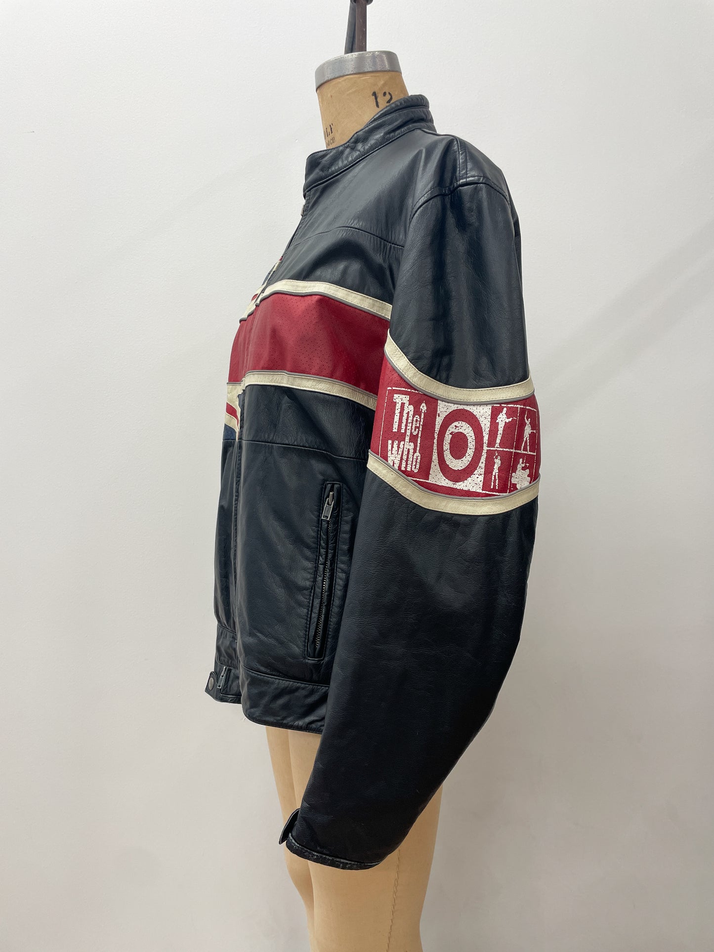 2000s Y2K Wilson's Leather Rocks The Who Leather Motorcycle Cafe Racer Biker Jacket