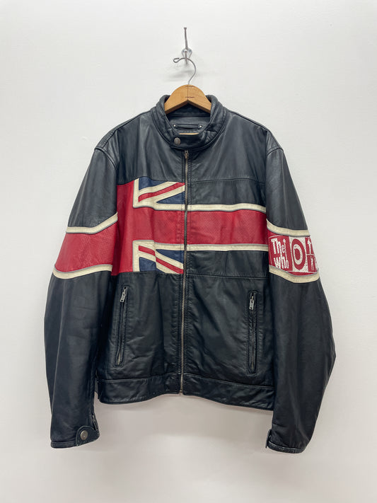 2000s Y2K Wilson's Leather Rocks The Who Leather Motorcycle Cafe Racer Biker Jacket