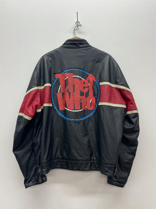 2000s Y2K Wilson's Leather Rocks The Who Leather Motorcycle Cafe Racer Biker Jacket