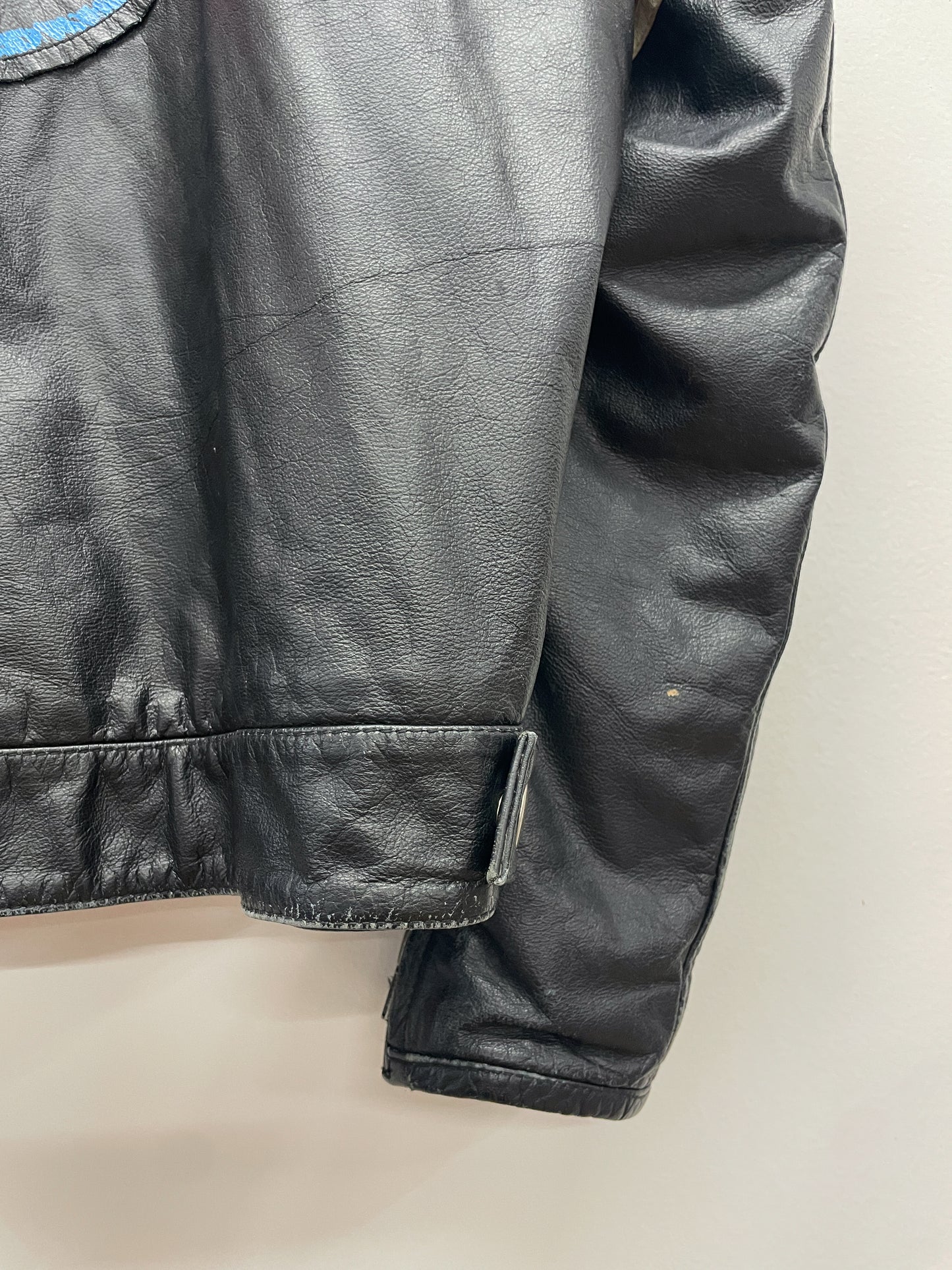 2000s Y2K Wilson's Leather Rocks The Who Leather Motorcycle Cafe Racer Biker Jacket