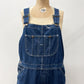 1980s Vintage Sears Roebucks Contrast Stitch Dark Blue Denim Overalls