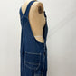 1980s Vintage Sears Roebucks Contrast Stitch Dark Blue Denim Overalls