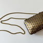 1970s Vintage Made in India Woven Brass and Silver Hammered Checkerboard Clutch Bag