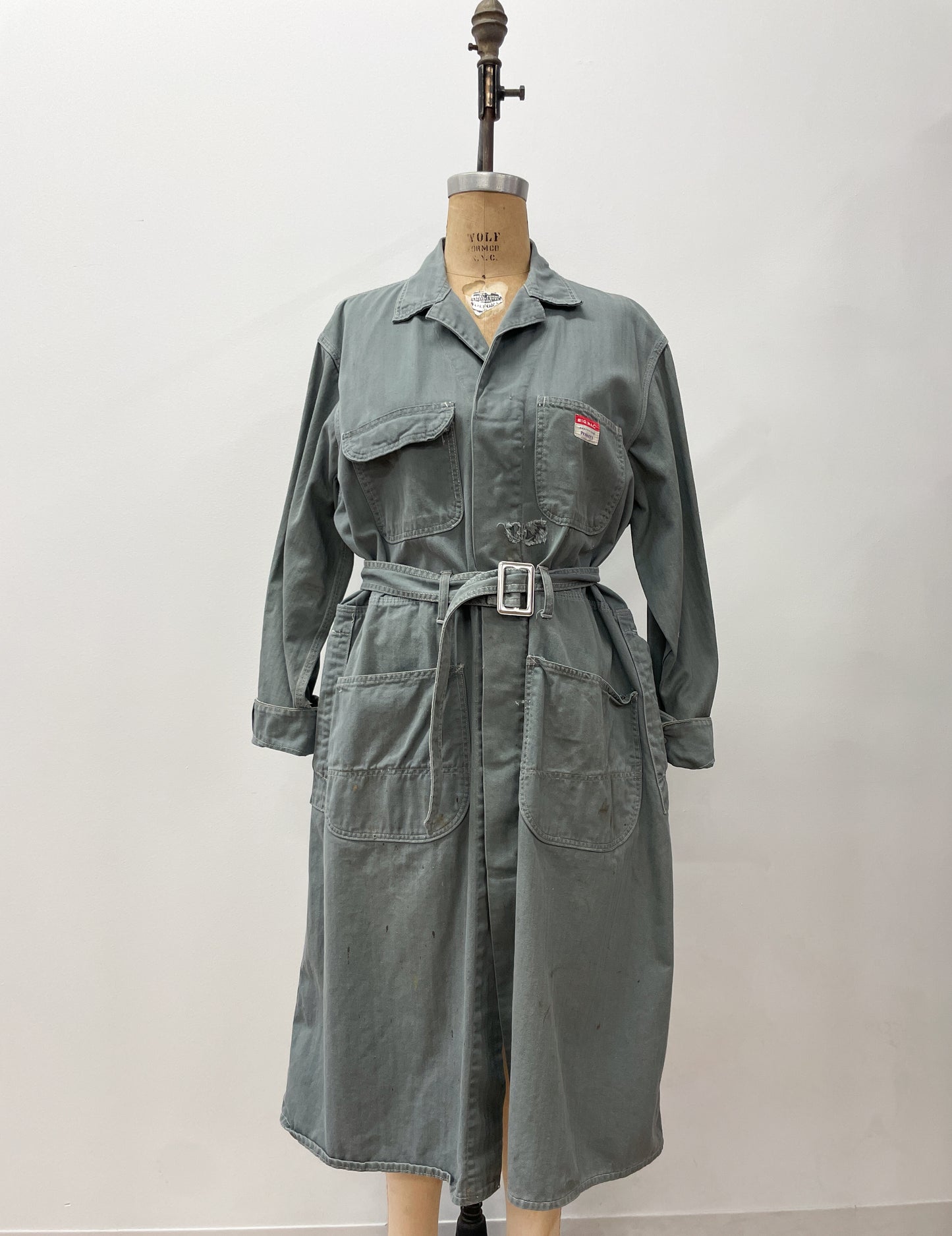 1950s Vintage BIG MAC Penney's Shop Coat Herringbone Thrashed Overcoat