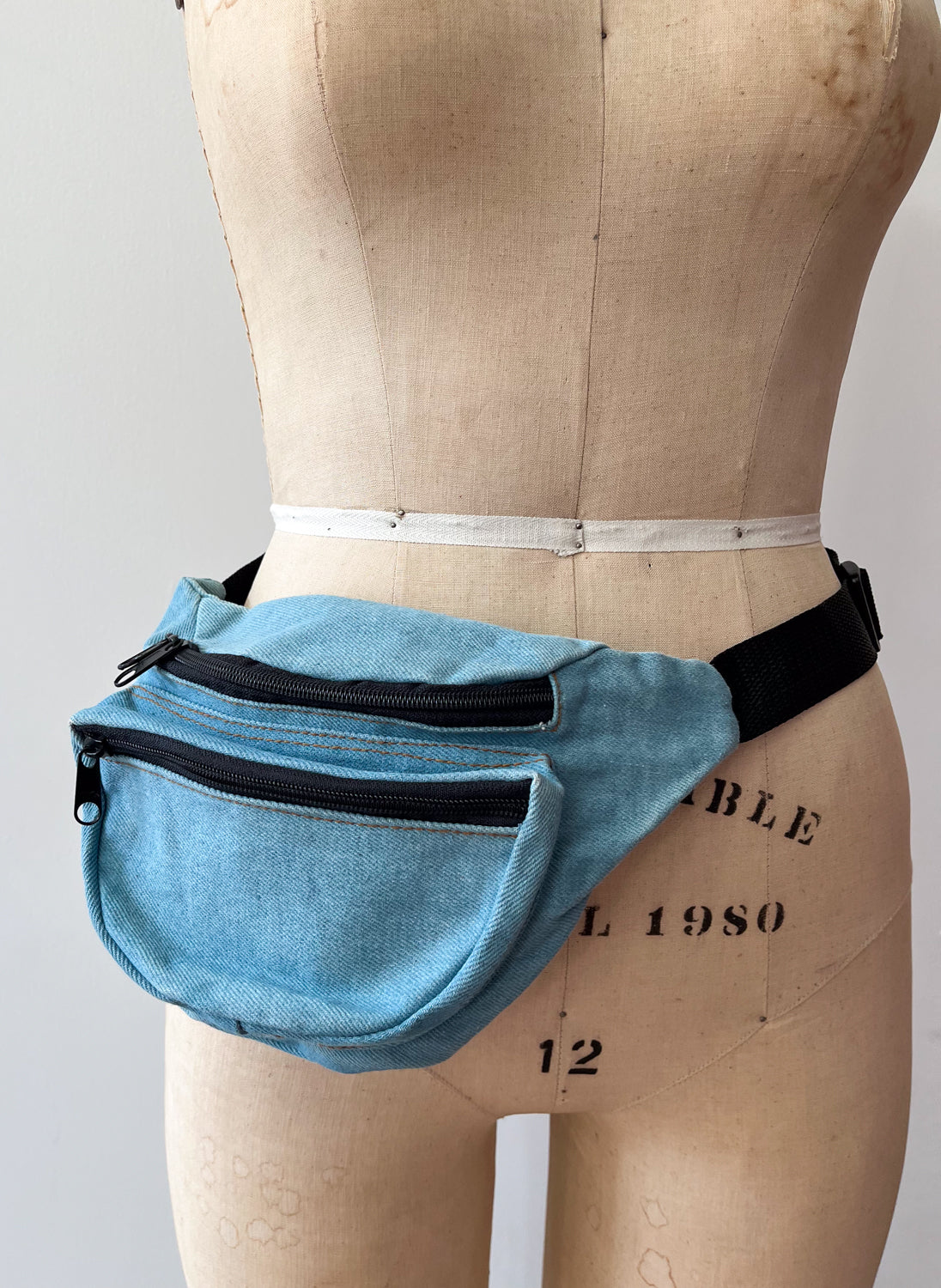 1990s Vintage Light Wash Denim Fanny Pack