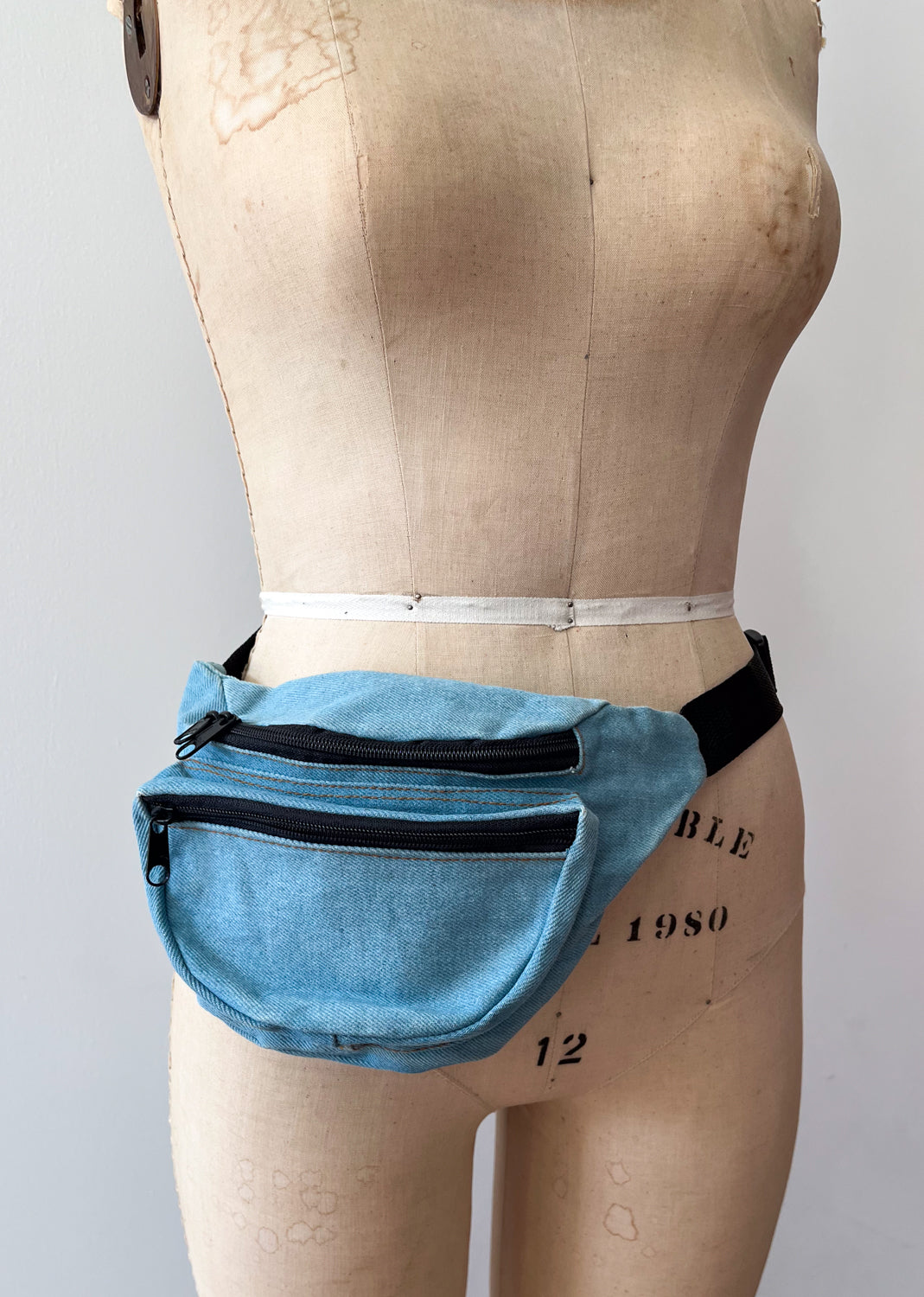 1990s Vintage Light Wash Denim Fanny Pack