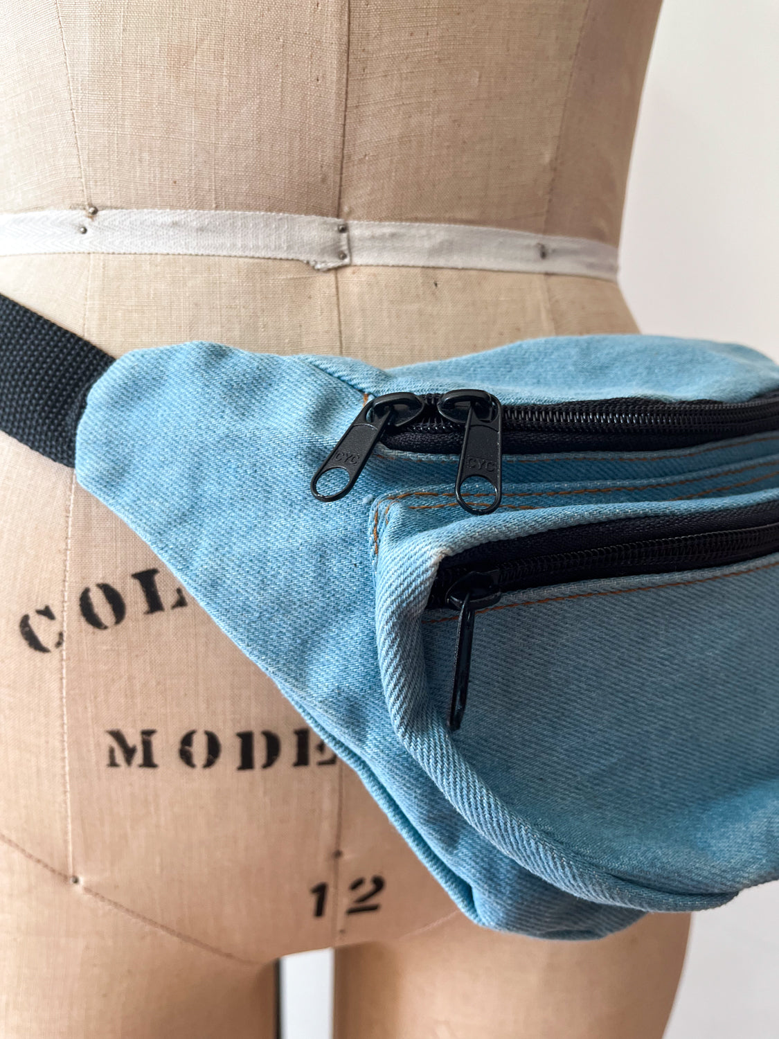 1990s Vintage Light Wash Denim Fanny Pack