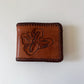 1950s Vintage Tooled Leather Lily Wallet with Plastic Insert