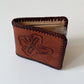 1950s Vintage Tooled Leather Lily Wallet with Plastic Insert