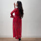 1970s Vintage Red and Purple Paisley Sheer Chiffon Dress & Hot Pants Outfit