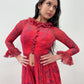 1970s Vintage Red and Purple Paisley Sheer Chiffon Dress & Hot Pants Outfit