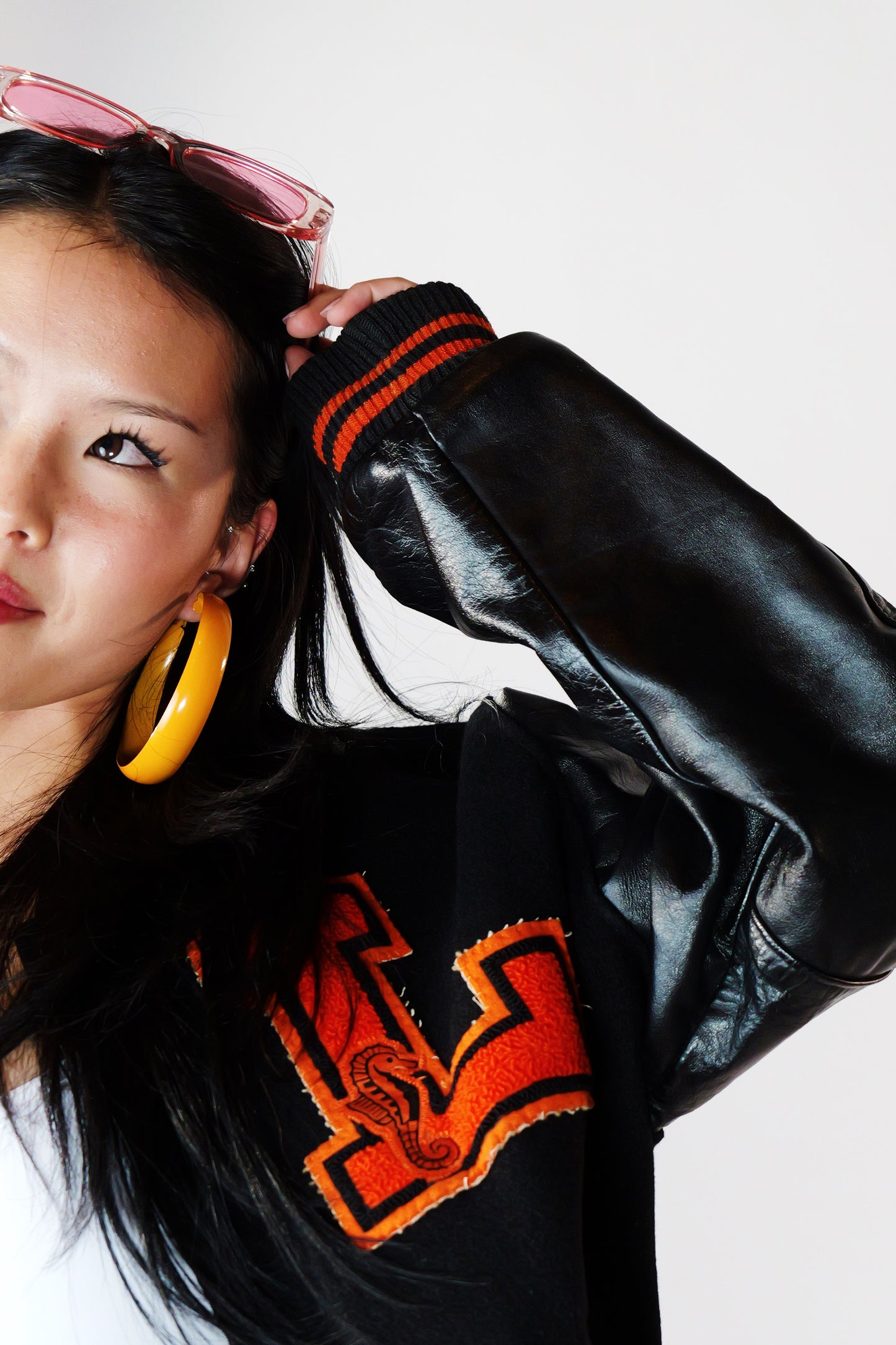 1960s Vintage Orange Hoop Metal Statement Earrings