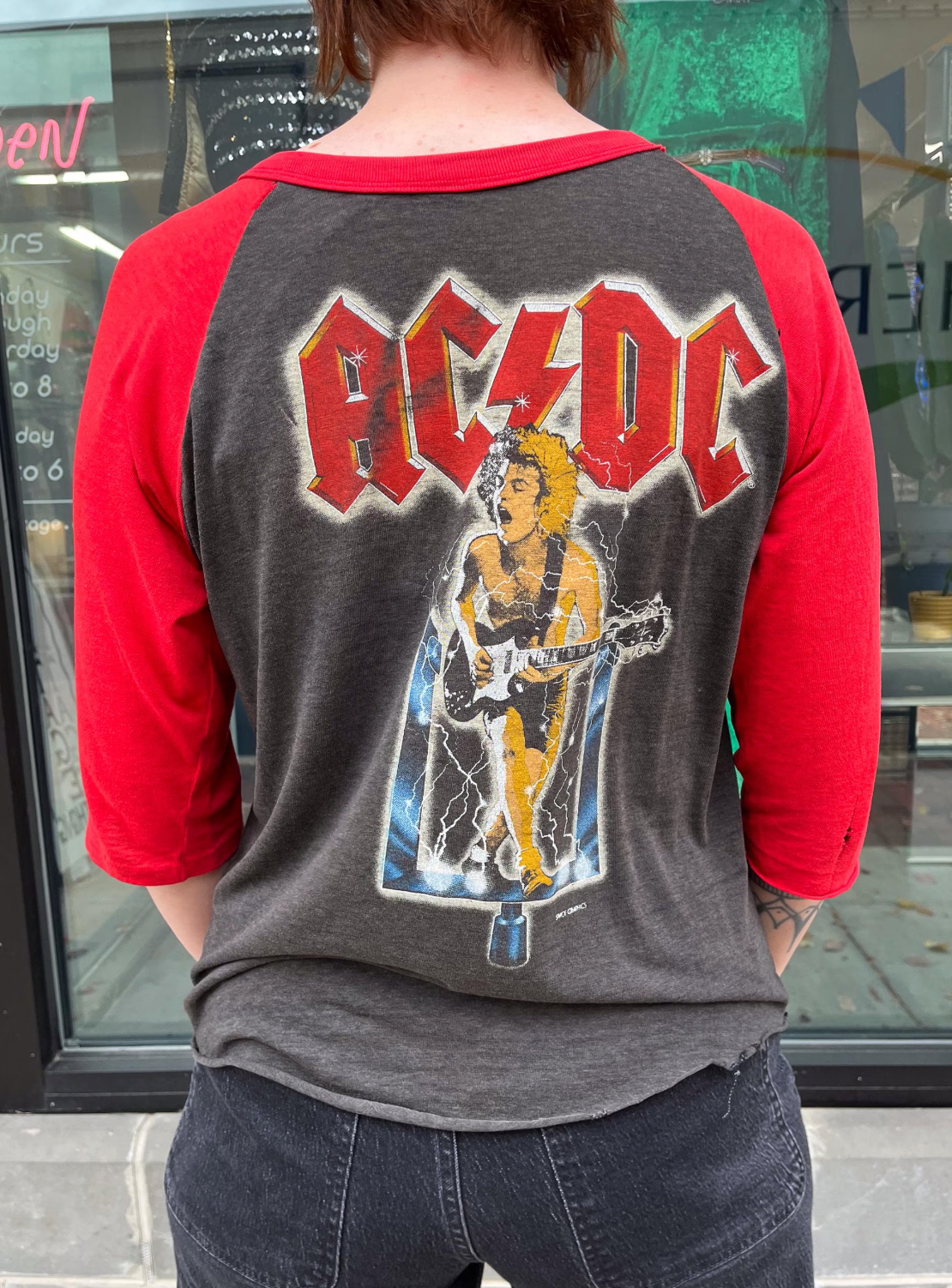 1983 Vintage AC/DC Flick of the Switch Original Raglan 1980s Tour T-Shirt