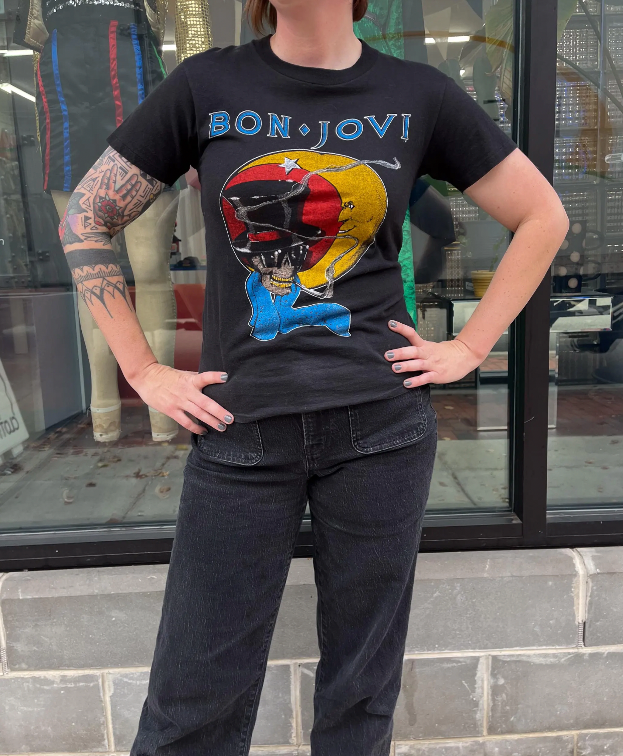 1980s Vintage Bon Jovi Rocks Your Ass Off 1980s Tour T-Shirt