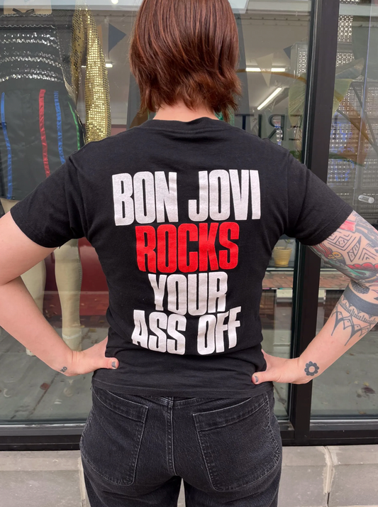 1980s Vintage Bon Jovi Rocks Your Ass Off 1980s Tour T-Shirt