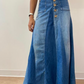 1970s Vintage Denim Handmade Patchwork Maxi Skirt